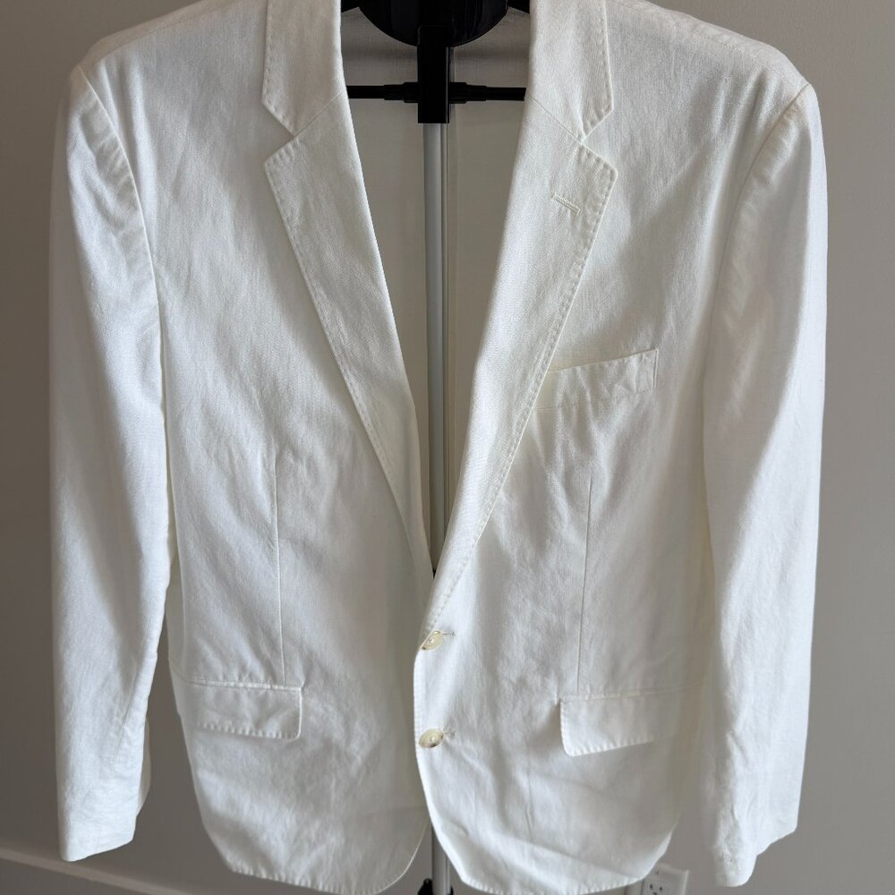 J. Crew White Men's Ludlow Somelos Linen-Blend Blazer 40R